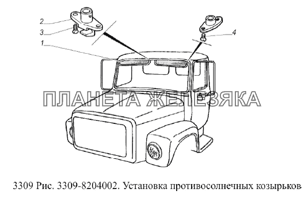 Установка противосолнечных козырьков ГАЗ-3309 (Евро 2)